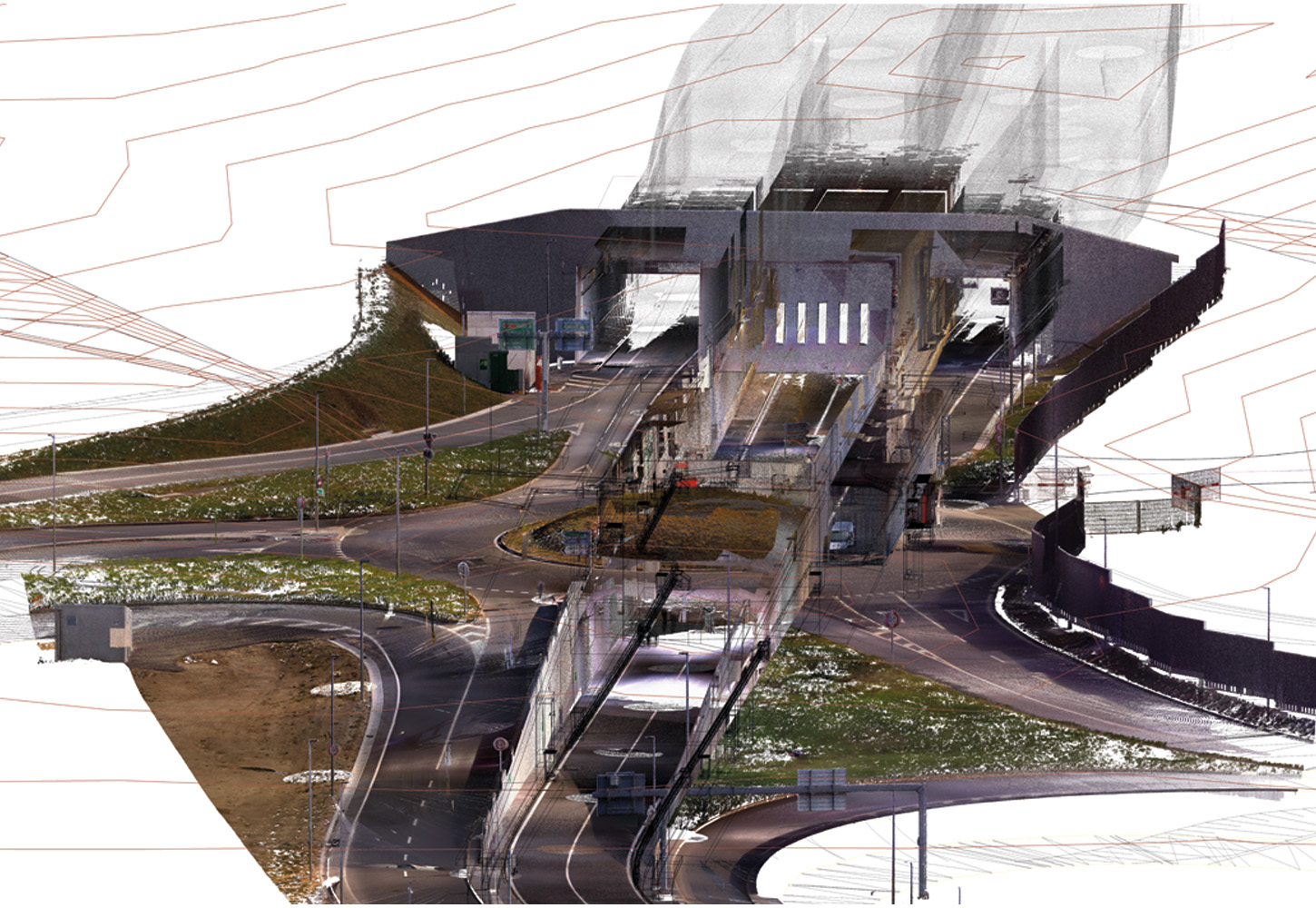 vue 3D de l'entrée d'un tunnel par scanner laser