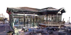nuage de point de la façade du kiosque des bastions rendu par scanner laser